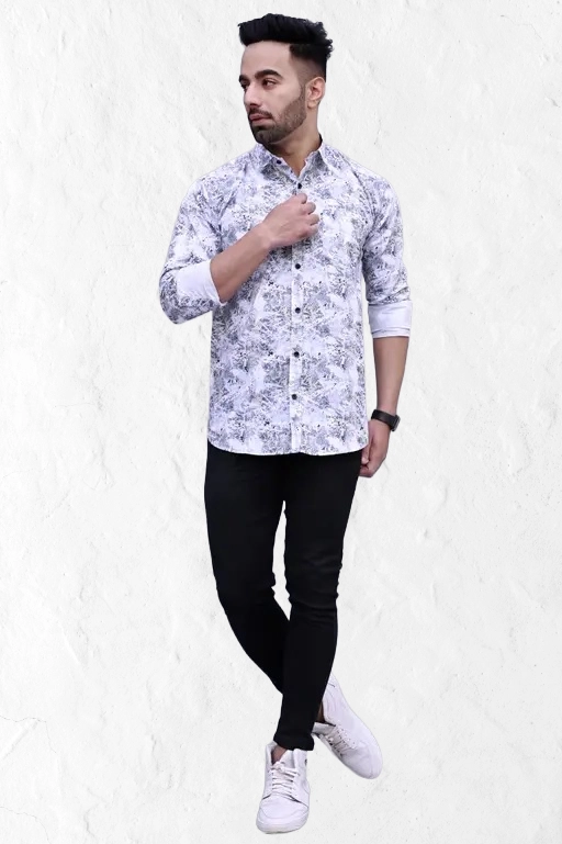 Full Sleeves Printed Shirt for Men (Multicolor, S)