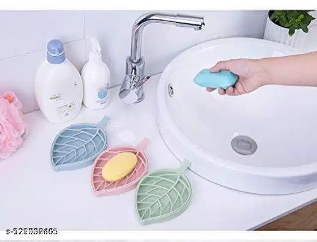 Leaf Shape Soap Holder ((Multicolor, Pack of 3)