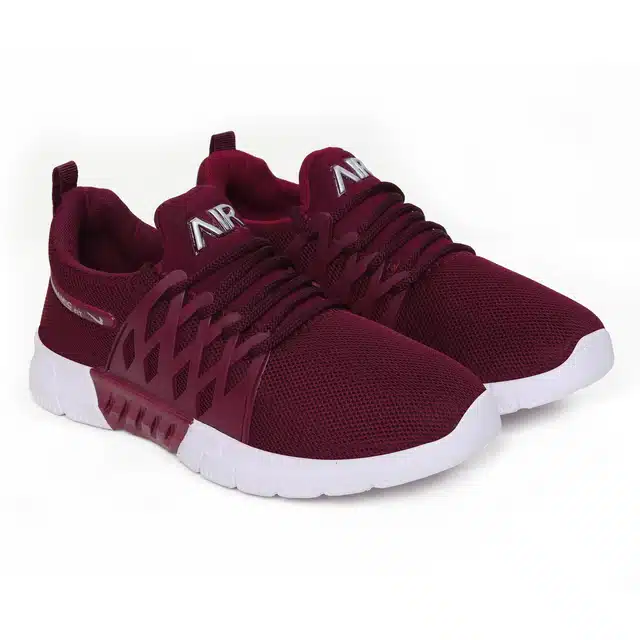 Sports Shoes for Men (Maroon & White, 6)