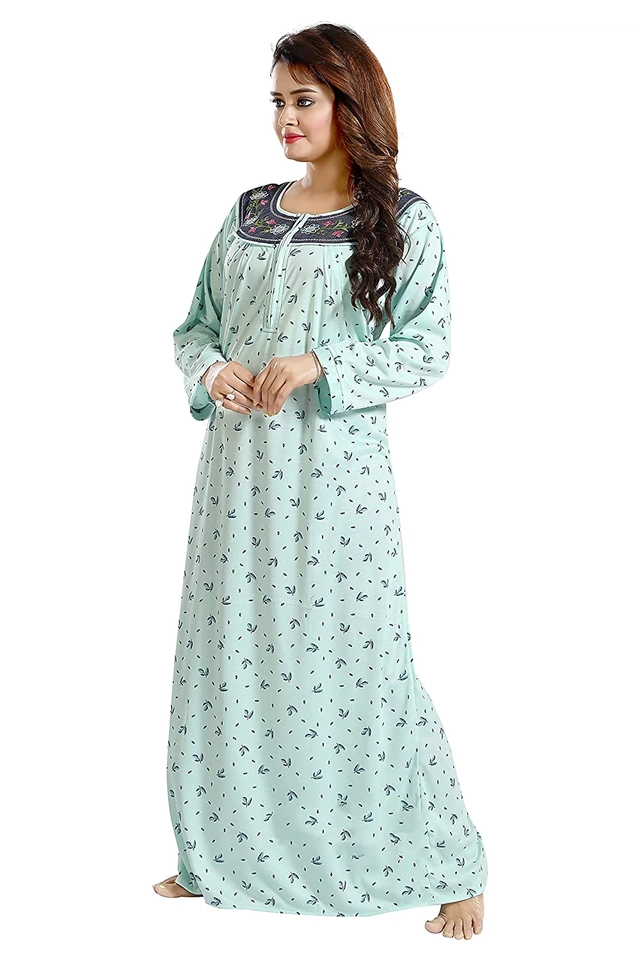 Satin Feeding Nighty for Women (Aqua Blue, Free Size)