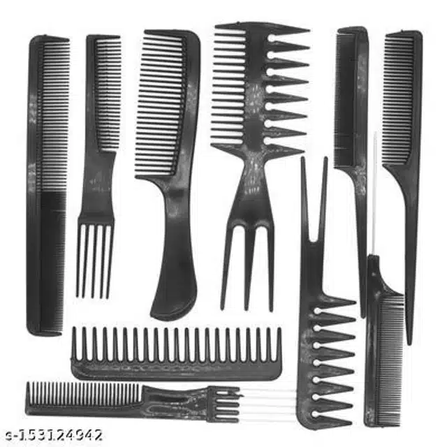 Professional Hair Comb Set (Black, Pack of 10)