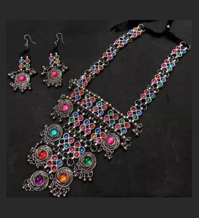 Designer Necklace with Earrings Set for Women & Girls (Multicolor, Set of 1)