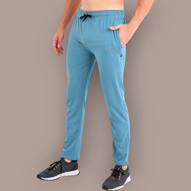 Lycra Nylon Logo Printed Track Pant for Men (Sky Blue, M)