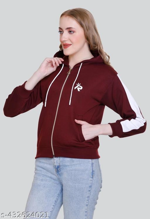 Fleece Solid Jackets for Women (Maroon, S)