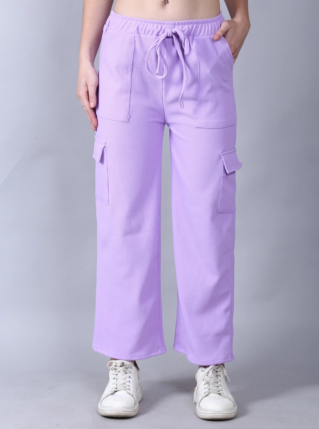 Cotton Blend Regular Fit Cargo Pant for Women (Lavendar, 28)