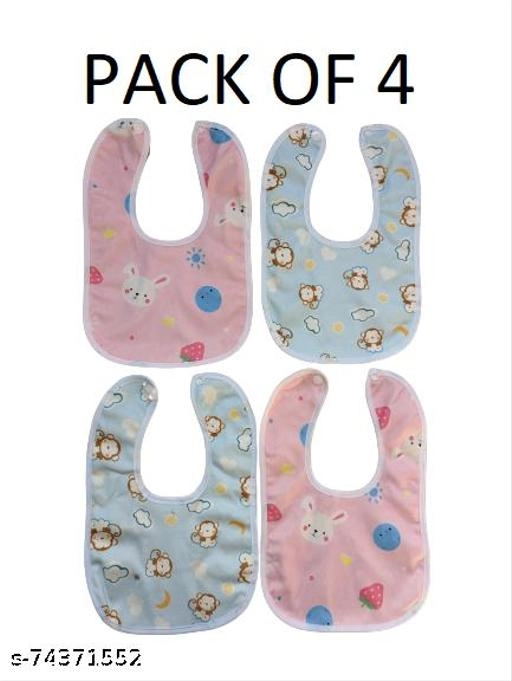 Polycotton Printed Bibs for Baby (Multicolor, Pack of 4)