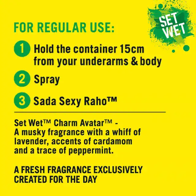 सेट वेट चार्म अवतार डिओडोरेंट एंड बॉडी स्प्रे परफ्यूम फॉर मेन 2X150 ml (पैक ऑफ़ 2)