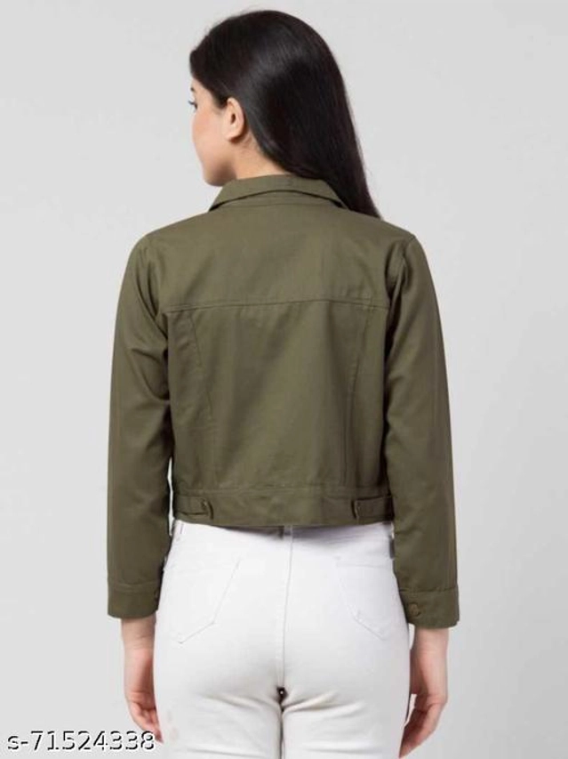 Cotton Blend Jacket for Women (Olive, S)