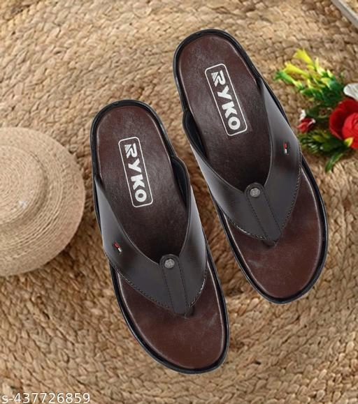 Flipflops for Men (Black & Brown, 6)