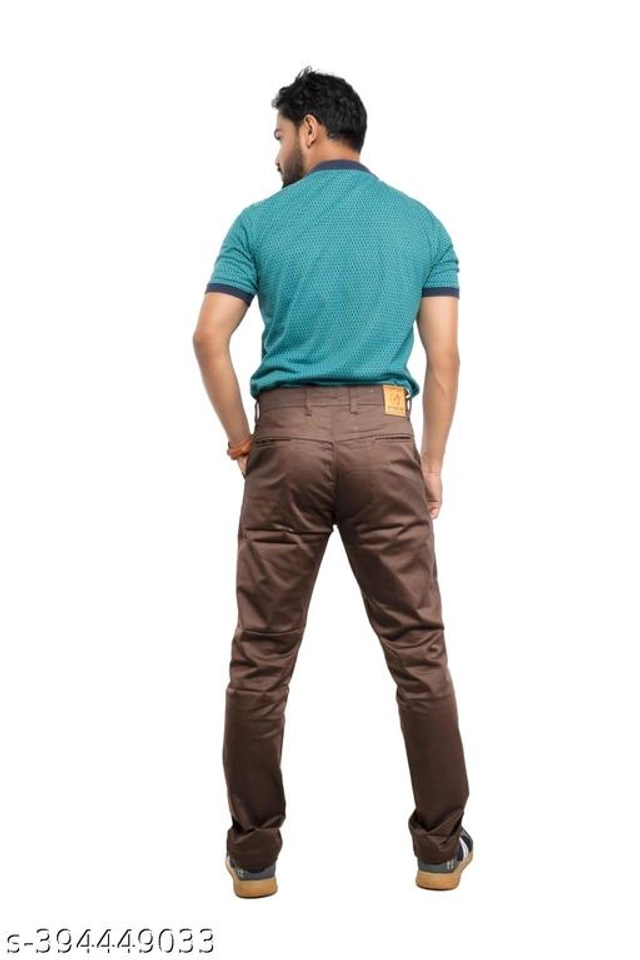 Cotton Slim Fit Trouser for Men (Brown, 28)