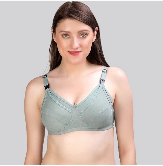 Polycotton Non Padded Bras for Women (Multicolor, 32) (Pack of 3)