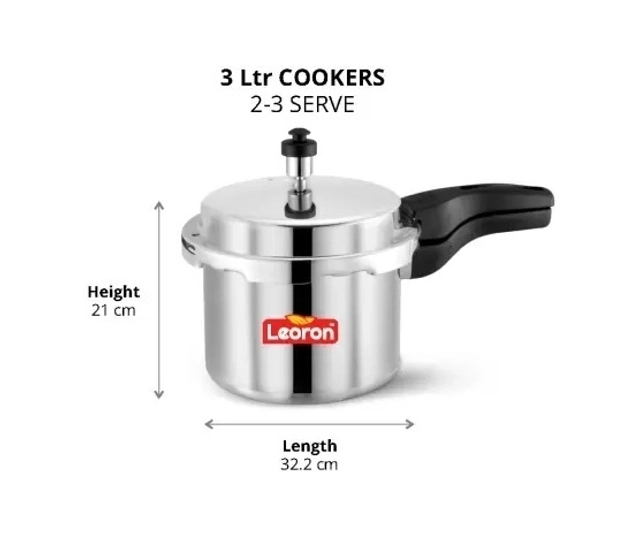 LEORON Aluminium OuterLid Pressure Cooker With Induction Base (3 Ltr, pack of 1)