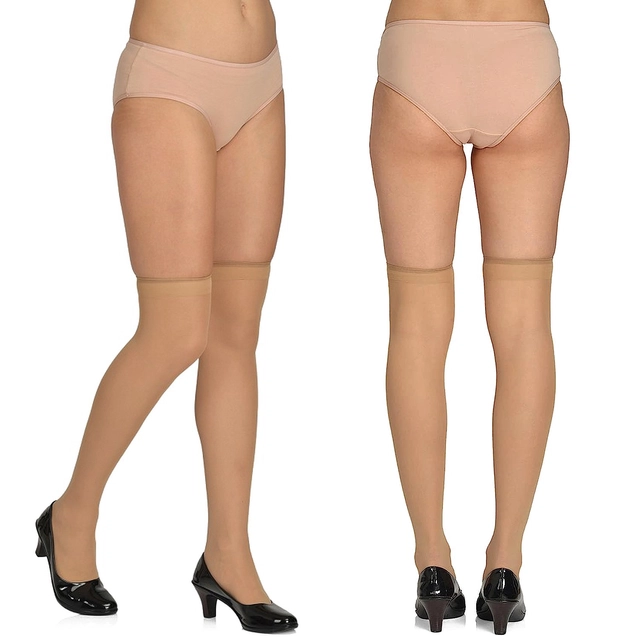 Long Transparent Pantyhose Stockings for Women & Girls (Set of 1) (Beige, Free Size)