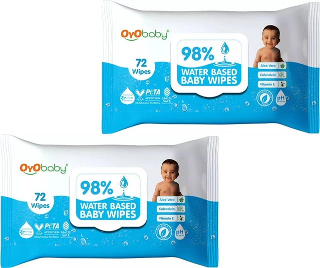 OYO 72 Pcs Baby Wipes (Pack of 2)