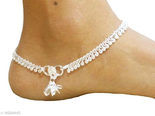 Copper Silver Plating Anklets for Women (Silver, Set of 1)