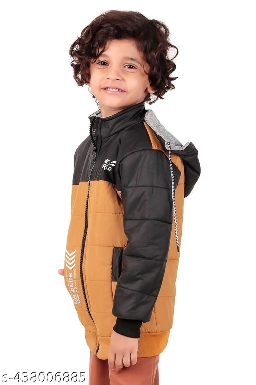 Nylon Jacket for Boys (Black & Mustard, 1-2 Years)