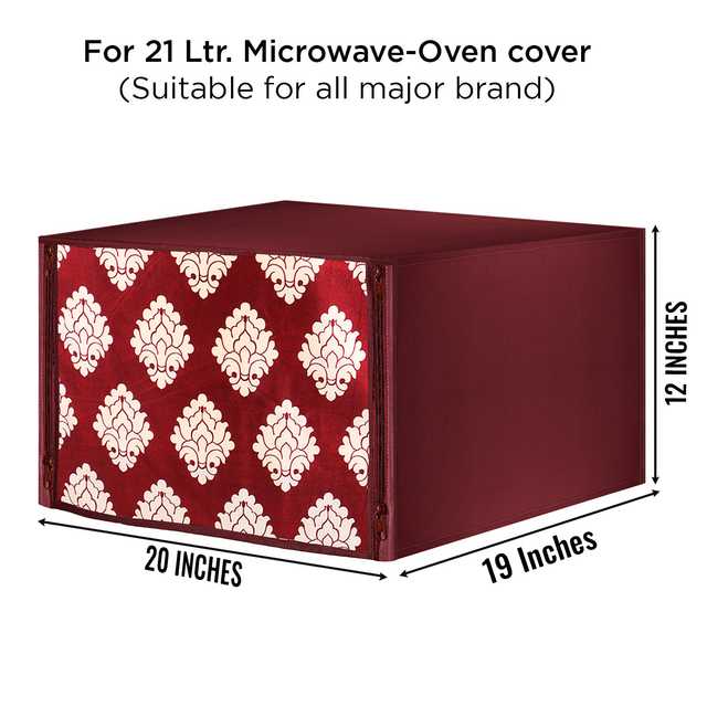 E-Retailer Polyester 3-Layered Microwave Oven Cover With Front Zipper Encloser Suitable for 21 Liter (Maroon, 20x19x12) (S-7)