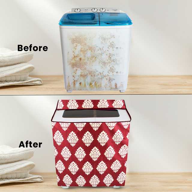 E Retailer Polyester Semi Automatic Washing Machine Cover For 5kg to 8kg (Maroon, 33x22x37 Inches) (E-330)