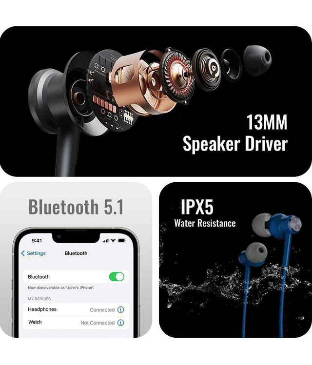 Tecsox Tecband Neo400 Bluetooth Bluetooth Earphone In Ear Powerfull Bass Black