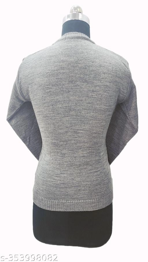 Woolen Solid Top for Women (Grey, Free Size)