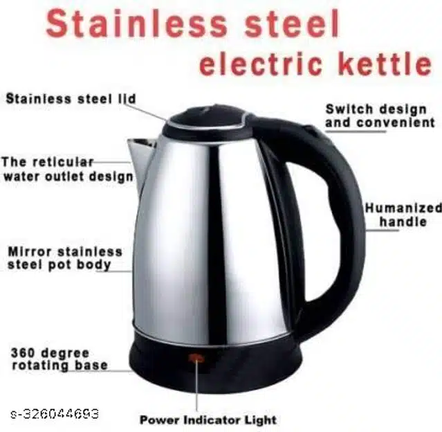 Stainless Steel Multipurpose Electric Kettle (Black & Silver, 2 L)