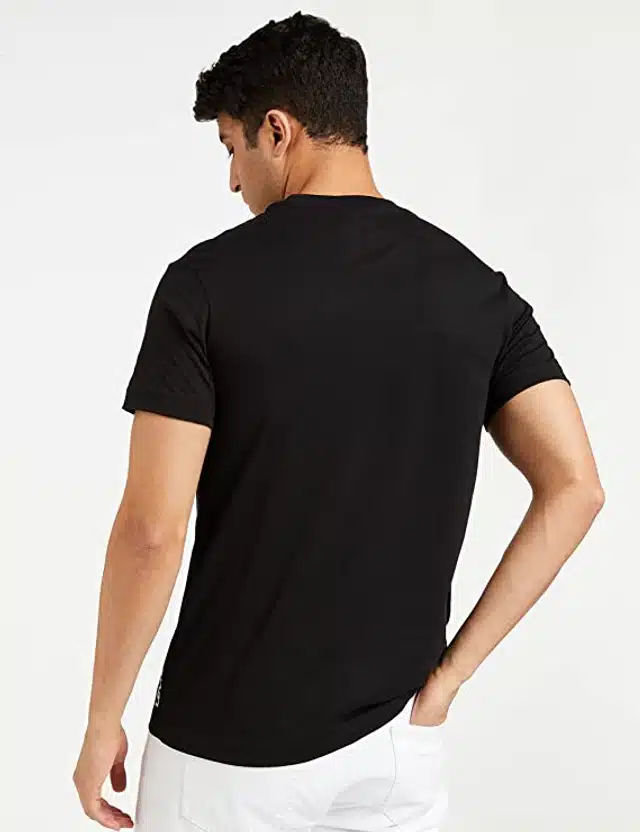 Half Sleeves Solid T-shirt for Men (Black, XL)