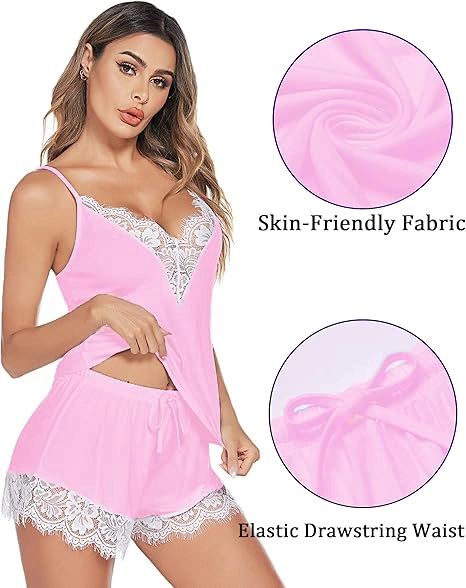 Nylon Solid Babydoll Nightdress for Women (Pink & White, Free Size)