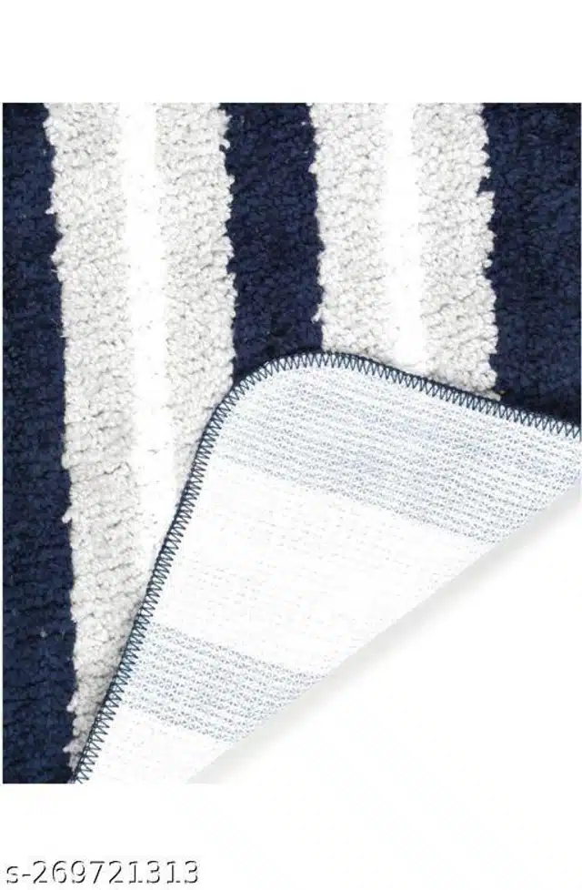 Rectangular Handmade Rug (Navy Blue & White, 60x40 cm)