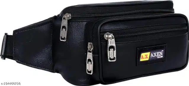 Faux Leather Waist Bag for Men & Women (Black)