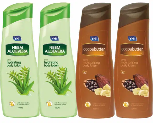 Neem Aloe Vera Skin Hydrating with Cocoa Butter Body Lotion (Pack of 4, 100 ml)