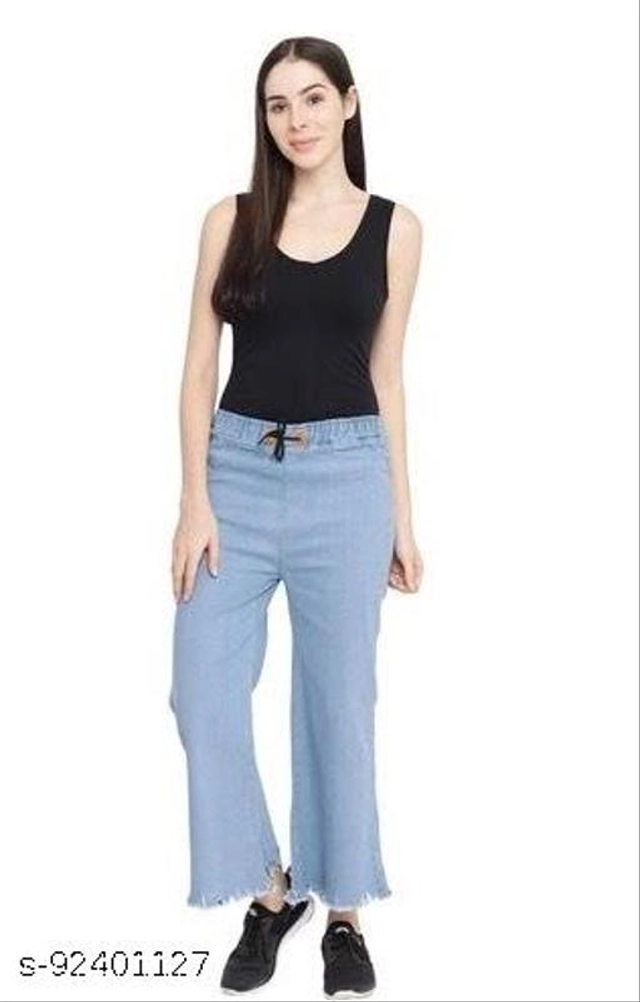 Denim Solid Palazzo for Women (Sky Blue, 28)