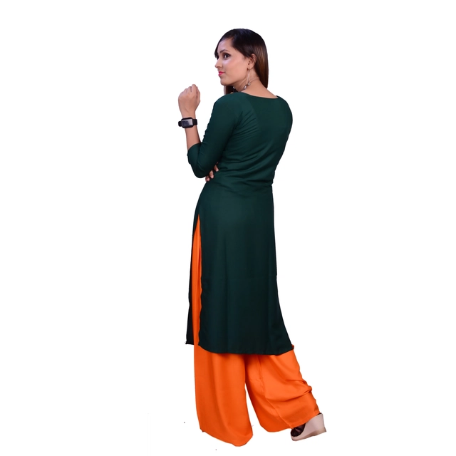 Rayon Embroidered Kurti for Women (Green, S)