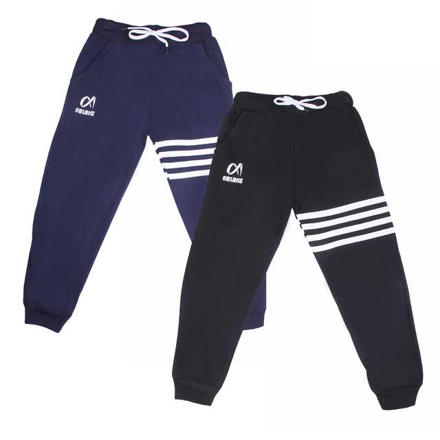 Casual Trackpant for Boys (Pack Of 2) (Navy Blue & Black, 8-9 Years) (A-6)