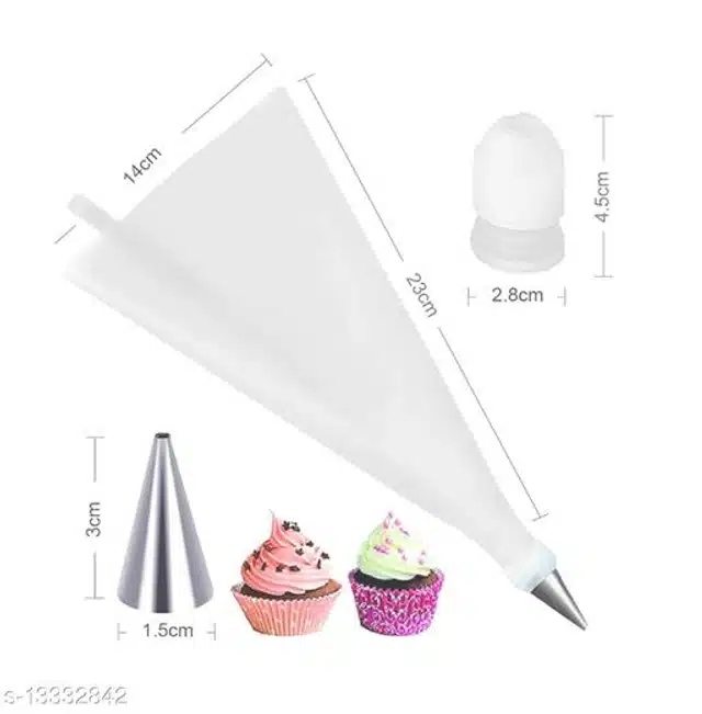 Cake Nozzles (12 Pcs) with 4 Pcs Cake Scraper (Silver & White, Set of 2)