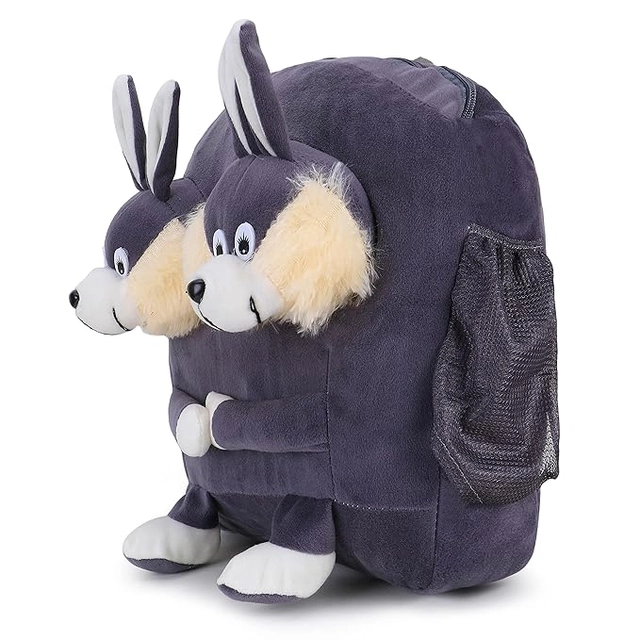 BS Grey Double Face Bunny Bag Soft Material School Bag For Kids Plush Backpack Cartoon Toy | Children's Gifts Boy/Girl/Baby/ Decor School Bag For Kids(Age 2 to 6 Year, Pack of 1)