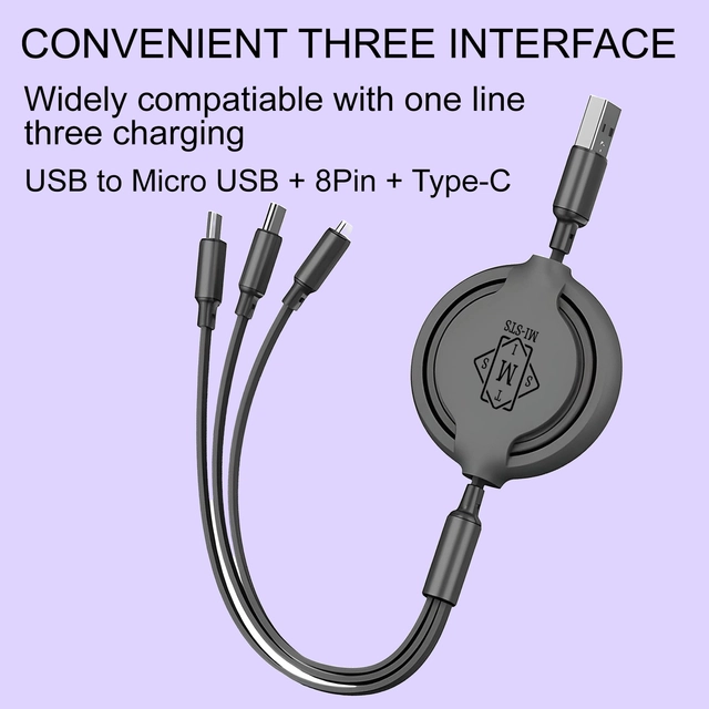 MI-STS 3 in 1 Reversible Micro USB Charging Cable