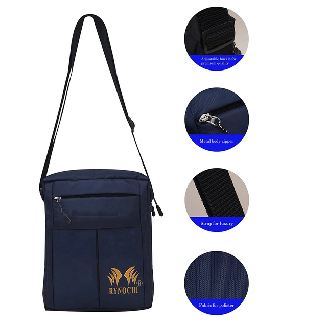 Polyester Crossbody Messenger Bag for Men & Women (Navy Blue)