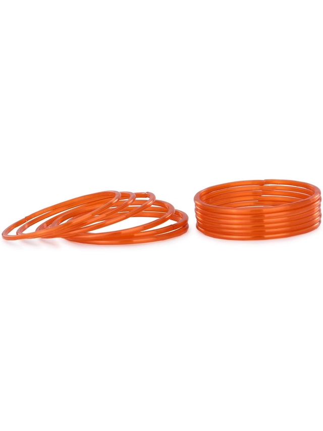 Glass Bangle Set for Women (Orange, 2.2) (Pack of 12)