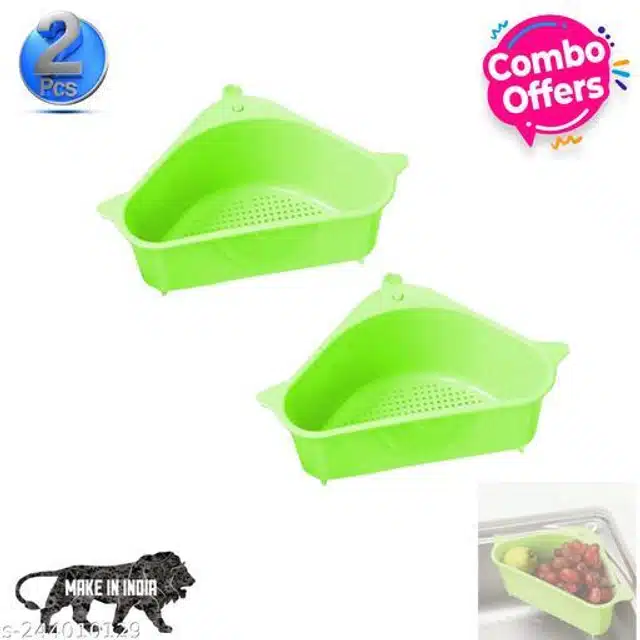 Kitchen Sink Corner Tray (Green, Pack of 2)