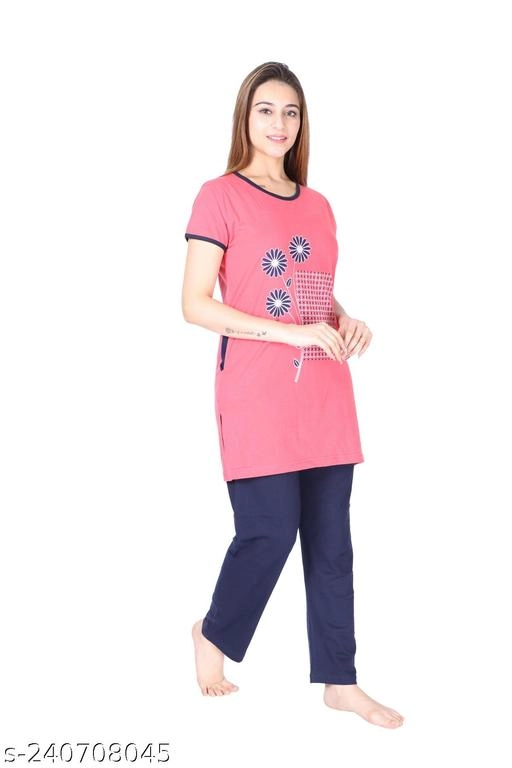 Woolen Nightsuit for Women (Pink, M)