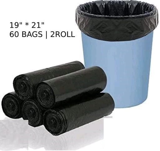 Polyethylene Disposable 30 Pcs Garbage Bags for Kitchen (Black, 19x21 inches) (Set of 2)