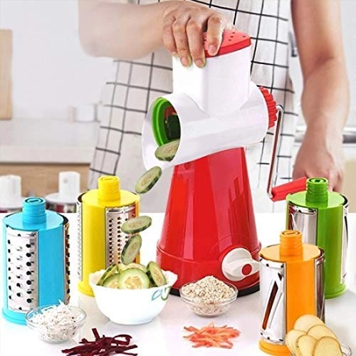 4 in 1 Drum Rotary Vegetable Cutter (Multicolor)