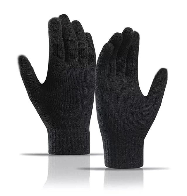 Woolen Cap with Neck Warmer & Gloves for Men & Women (Grey & Black, Set of 2)