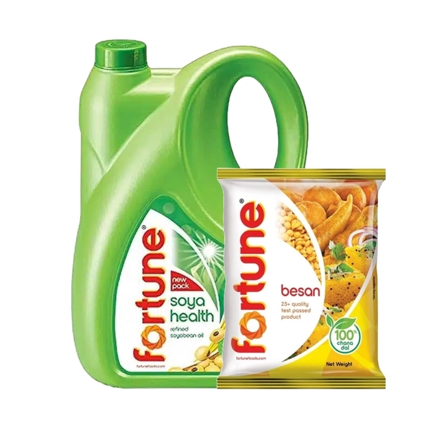 Fortune Soya Health Refined Soyabean Oil 5 L + Fortune Besan 400 g