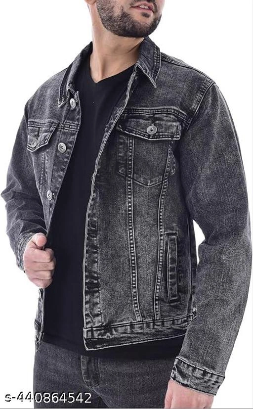 Denim Jacket for Men (Grey, M)