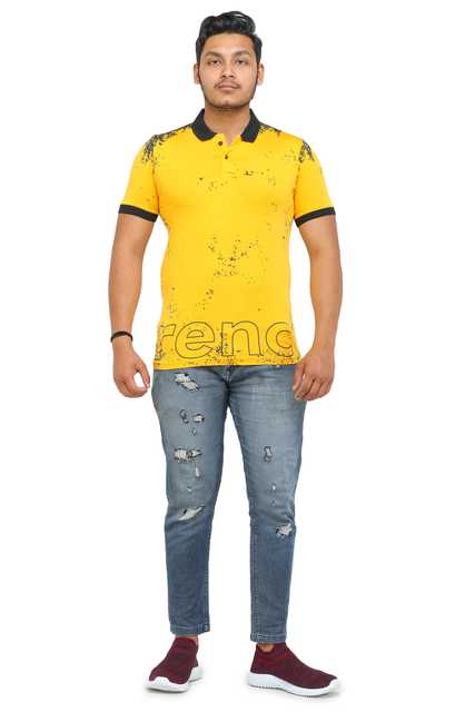Fosty Men's Cotton Stylish T-Shirts (Yellow, XL) (ADE-587)