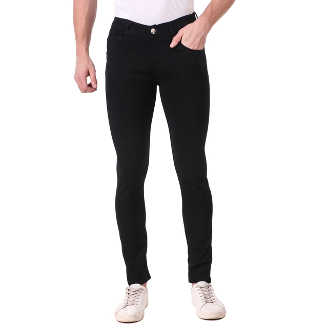 Denim Regular Fit Jeans for Men (Black, 28)