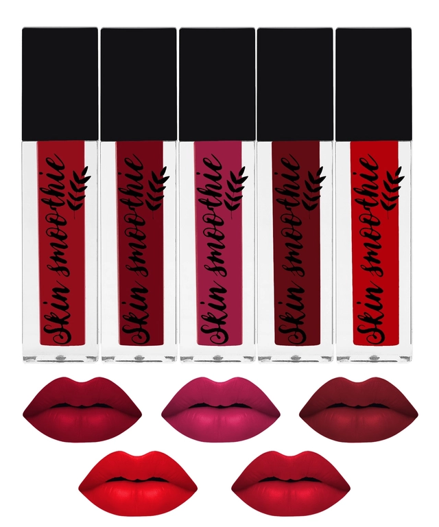 Matte Long Stay Liquid Lipsticks for Women (Multicolor, Set of 5)