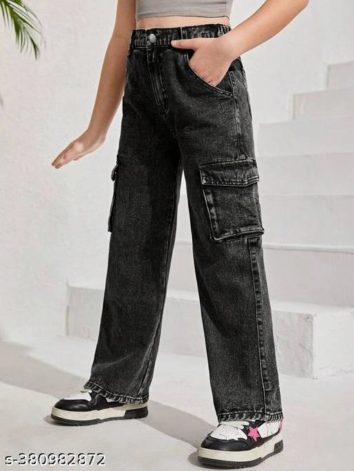 Denim Jeans for Girls (Black, 3-4 Years)