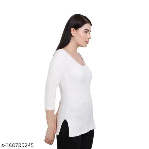 Woolen Thermal Top for Women (White, XS)